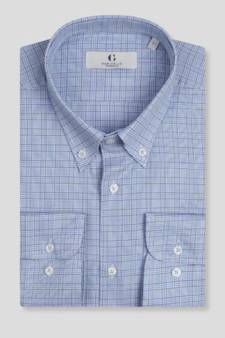 Plava karirana košulja regular slim fit 705P