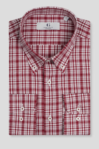 Crveno bela karirana košulja regular slim fit 705P