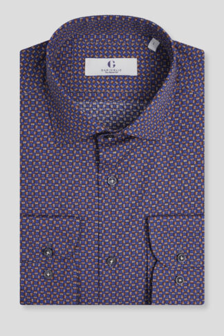 Plava print košulja casual slim fit 753G