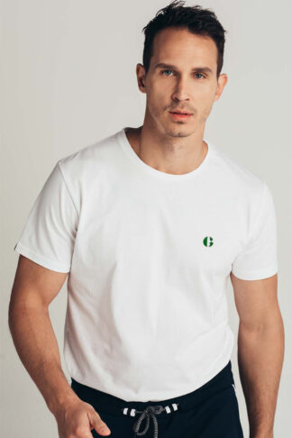 Bela majica sa zelenim logom