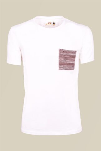 Bela majica sa pletenim džepom