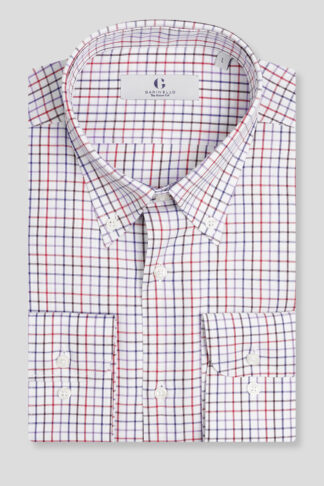 Crveno plava karirana košulja regular slim fit 705T