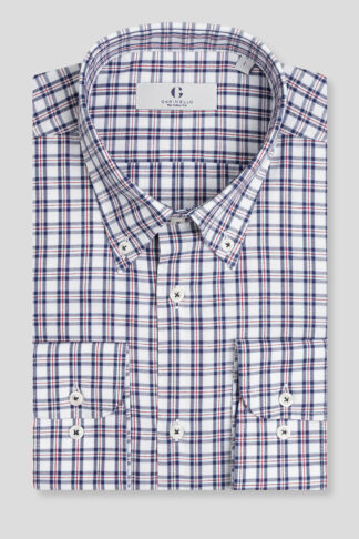 Teget crveno bela karirana košulja regular slim fit 705T