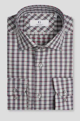 Karirana košulja sa crvenim detaljima slim fit 753I