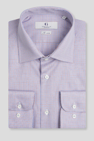 No iron plavo crvena karirana košulja regular slim fit 709J