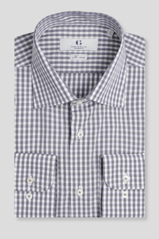 No iron sivo bela karirana košulja regular slim fit 709J