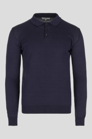 Teget pamučni džemper sa kragnom 131B