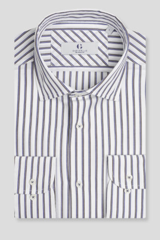 Bela braon prugasta košulja slim fit 753N