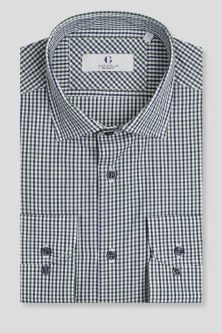 Belo teget zelena karirana košulja slim fit 753N