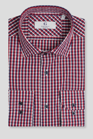 Belo teget crvena karirana košulja slim fit 753N