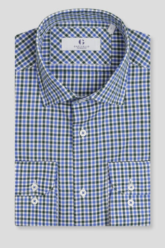 Belo plavo zelena karirana košulja slim fit 753N