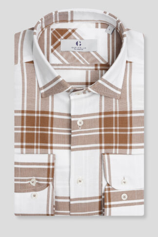 Belo braon karirana košulja slim fit (753N)