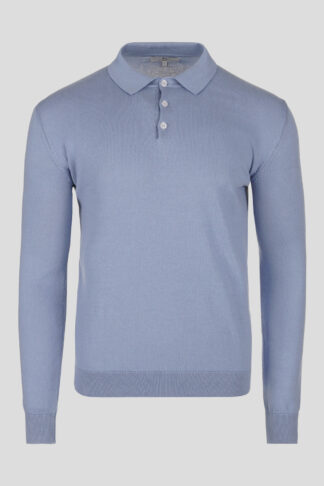 Plavi lagani pamučni džemper sa kragnom 131C