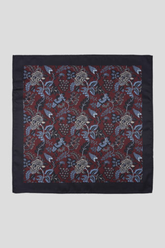 Bordo maramica sa plavim deteljima