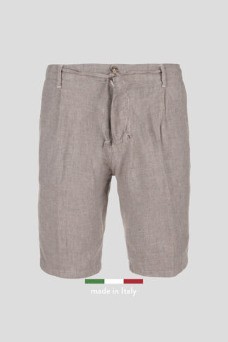 Bež lanene bermude sa učkurom