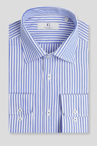 Belo plava prugasta easy care košulja slim fit 761D
