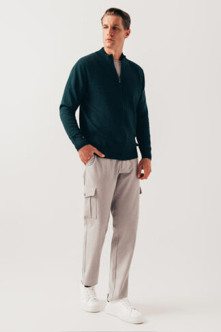 Zeleni rebrasti zip džemper 120C