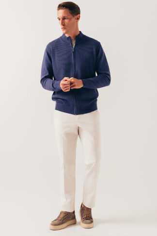 Plavi rebrasti zip džemper 120C