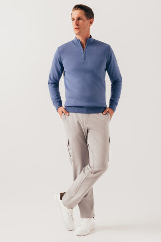 Plavi half zip pamučni džemper 130L