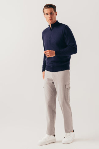 Teget half zip pamučni džemper 130L