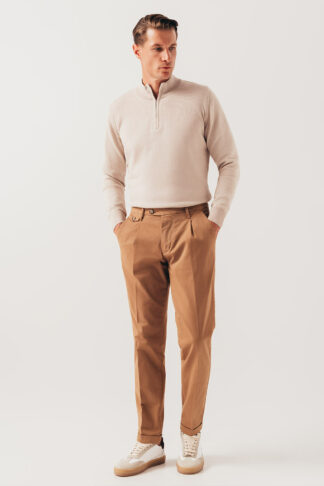 Bež half zip pamučni džemper 130L