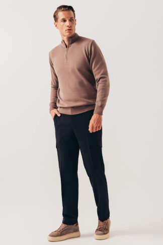 Braon half zip pamučni džemper 130L