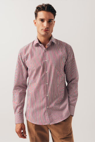 Teget crvena prugasta košulja sa francuskom kragnom (784A)