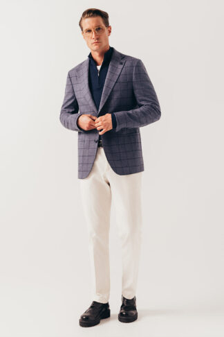 Plavi karirani vuneni sako (659B)