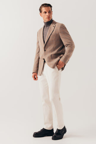 Bež karirani vuneni sako (659B)