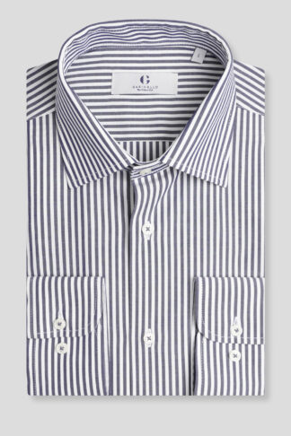 Teget-bela prugasta košulja slim fit (761I)