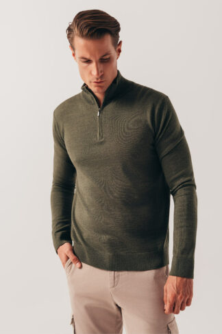 Zeleni half zip džemper merino vuna 130K