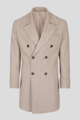 Bež vuneni kaput na dvoredno kopčanje 170A